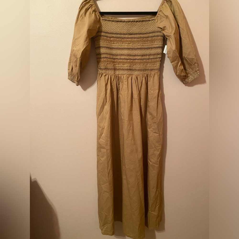 Old Navy Tan Smocked Bodice Dress | SZ XS | NWT